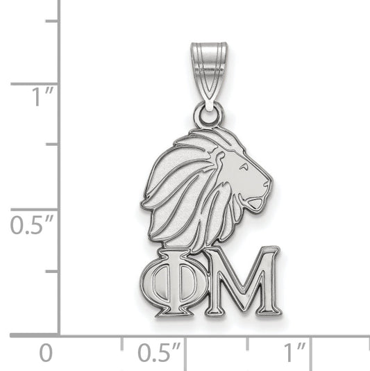 Sterling Silver Rhodium Plated Logoart Phi Mu Sorority Symbol Medium Pendant