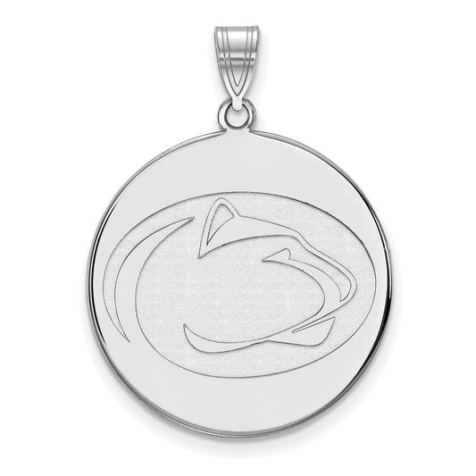 Sterling Silver Rhodium Plated Logoart Penn State University Lion Extra Large Disc Pendant