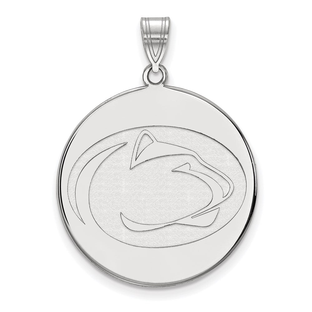 14K White Gold Logoart Penn State University Lion Extra Large Disc Pendant
