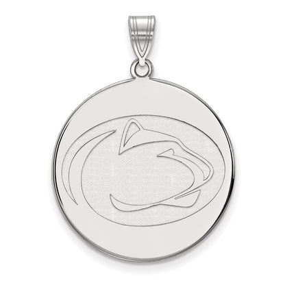 14K White Gold Logoart Penn State University Lion Extra Large Disc Pendant