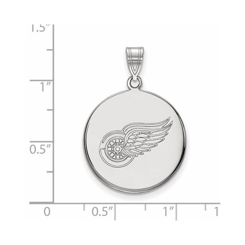10K White Gold Nhl Logoart Detroit Red Wings Large Disc Pendant