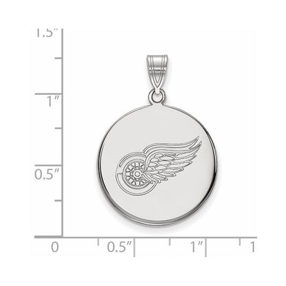 10K White Gold Nhl Logoart Detroit Red Wings Large Disc Pendant