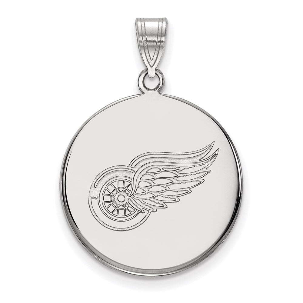 14K White Gold Nhl Logoart Detroit Red Wings Large Disc Pendant