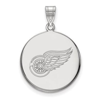 14K White Gold Nhl Logoart Detroit Red Wings Large Disc Pendant
