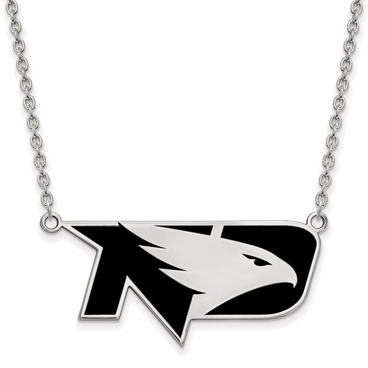 Sterling Silver Rhodium Plated Logoart University Of North Dakota Large Enameled Pendant 18 Inch Necklace