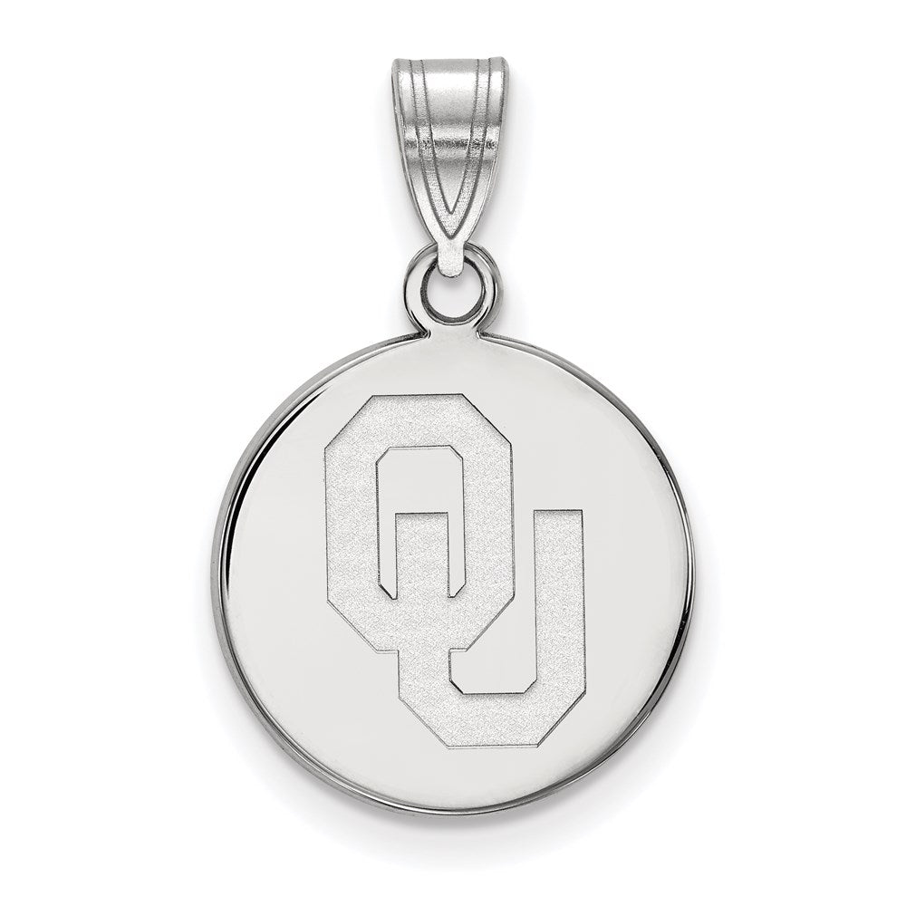 14K White Gold Logoart University Of Oklahoma O U Medium Disc Pendant
