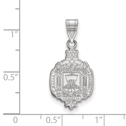 Sterling Silver Rhodium Plated Logoart Us Naval Academy Large Crest Pendant
