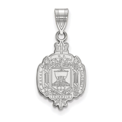 Sterling Silver Rhodium Plated Logoart Us Naval Academy Large Crest Pendant