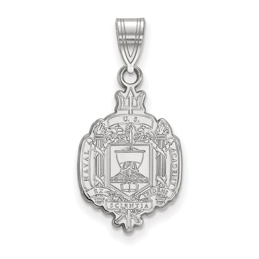 Sterling Silver Rhodium Plated Logoart Us Naval Academy Large Crest Pendant