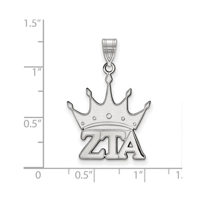 Sterling Silver Rhodium Plated Logoart Zeta Tau Alpha Sorority Symbol Medium Pendant