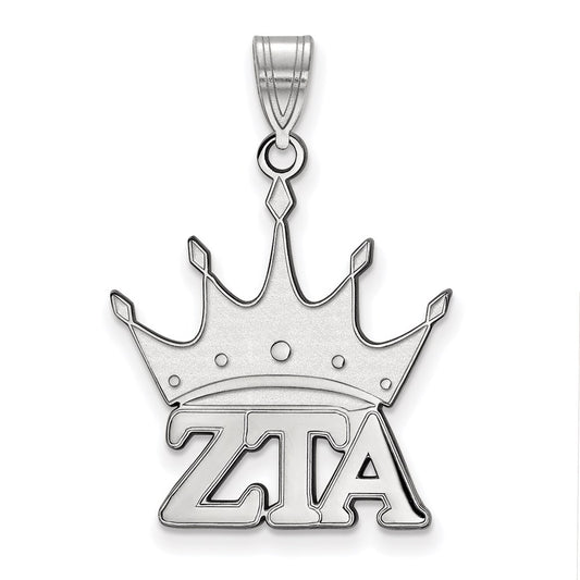 Sterling Silver Rhodium Plated Logoart Zeta Tau Alpha Sorority Symbol Medium Pendant