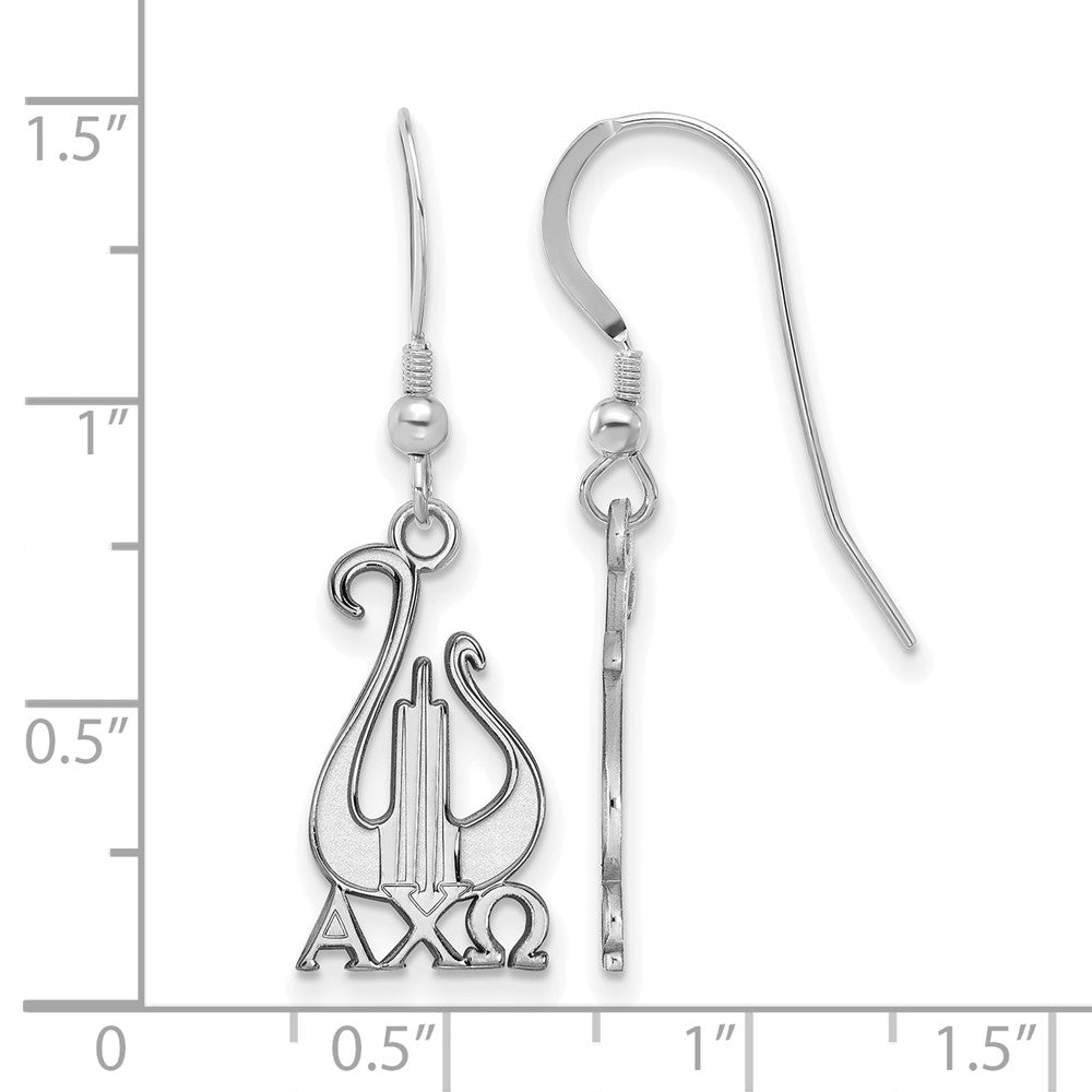Sterling Silver Rhodium Plated Logoart Alpha Chi Omega Sorority Symbol Medium Dangle Wire Earrings