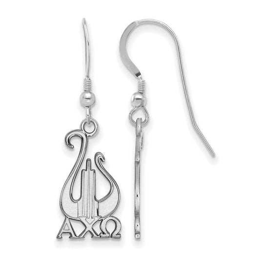 Sterling Silver Rhodium Plated Logoart Alpha Chi Omega Sorority Symbol Medium Dangle Wire Earrings