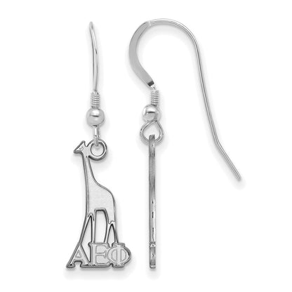 Sterling Silver Rhodium Plated Logoart Alpha Epsilon Phi Sorority Symbol Small Dangle Wire Earrings