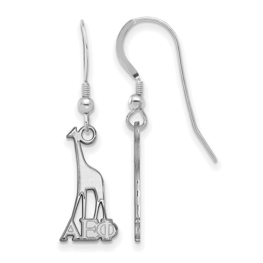Sterling Silver Rhodium Plated Logoart Alpha Epsilon Phi Sorority Symbol Small Dangle Wire Earrings