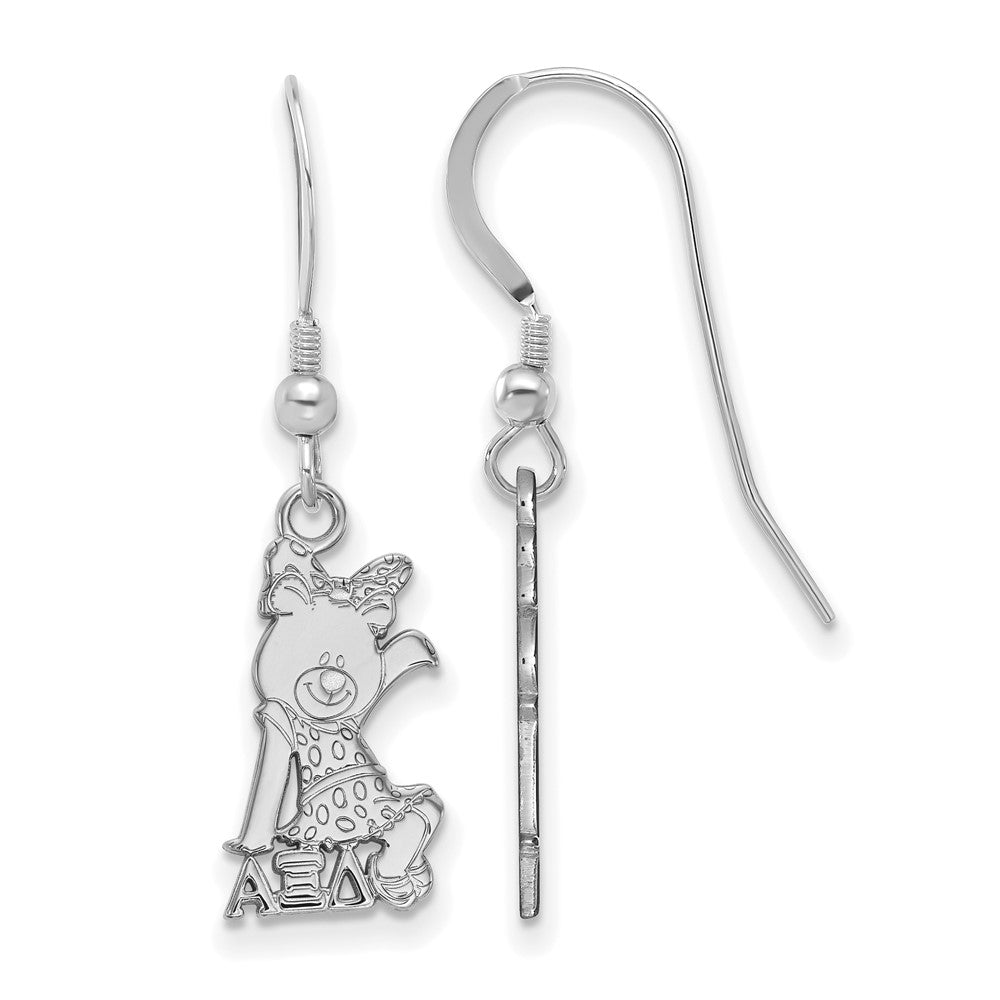 Sterling Silver Rhodium Plated Logoart Alpha Xi Delta Sorority Symbol Small Dangle Wire Earrings