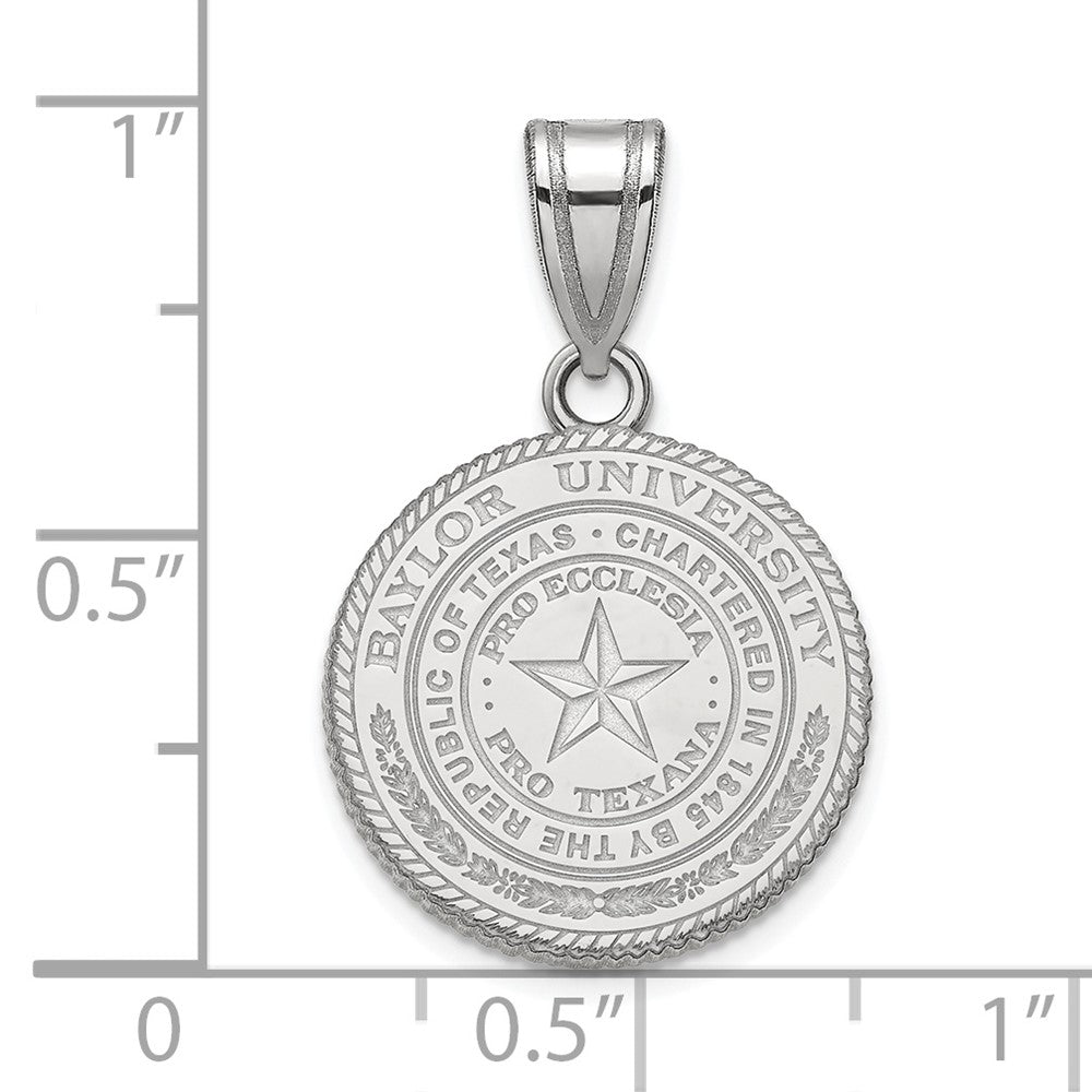 Sterling Silver Rhodium Plated Logoart Baylor University Medium Crest Pendant