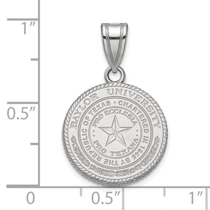 Sterling Silver Rhodium Plated Logoart Baylor University Medium Crest Pendant