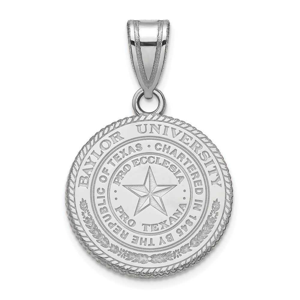 Sterling Silver Rhodium Plated Logoart Baylor University Medium Crest Pendant