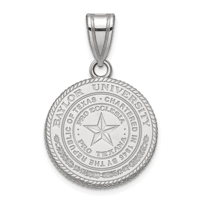 Sterling Silver Rhodium Plated Logoart Baylor University Medium Crest Pendant