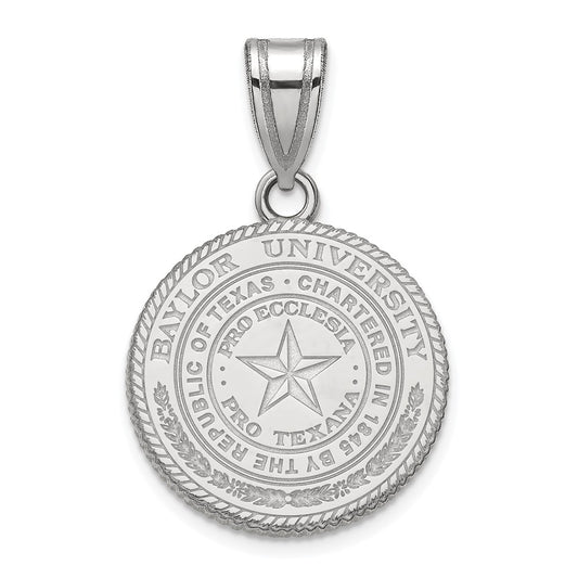 Sterling Silver Rhodium Plated Logoart Baylor University Medium Crest Pendant