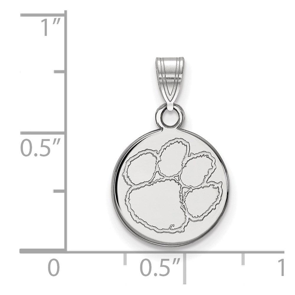 10K White Gold Logoart Clemson University Tiger Paw Small Disc Pendant