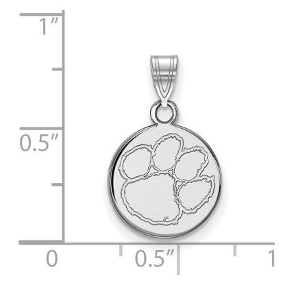 10K White Gold Logoart Clemson University Tiger Paw Small Disc Pendant