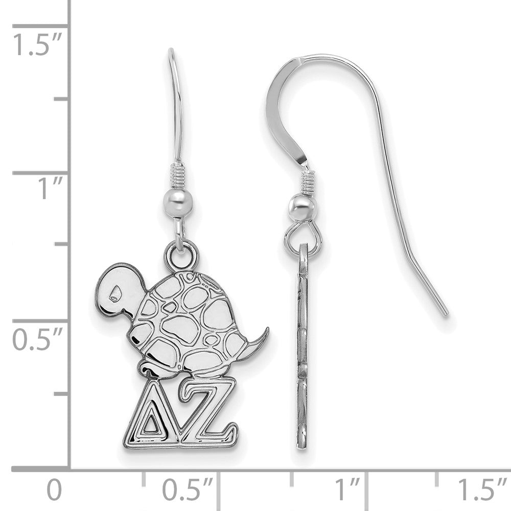 Sterling Silver Rhodium Plated Logoart Delta Zeta Sorority Symbol Small Dangle Wire Earrings