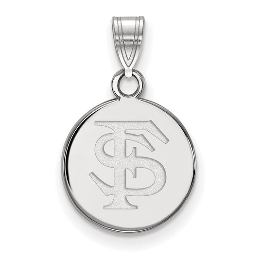 14K White Gold Logoart Florida State University F S Small Disc Pendant