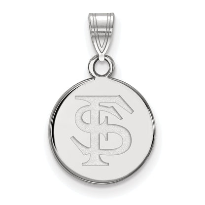 Sterling Silver Rhodium Plated Logoart Florida State University F S Small Disc Pendant