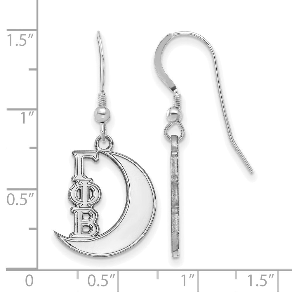 Sterling Silver Rhodium Plated Logoart Gamma Phi Beta Sorority Symbol Small Dangle Wire Earrings