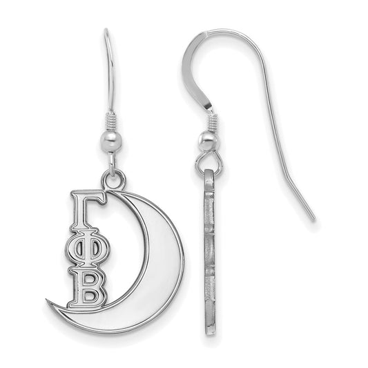 Sterling Silver Rhodium Plated Logoart Gamma Phi Beta Sorority Symbol Small Dangle Wire Earrings
