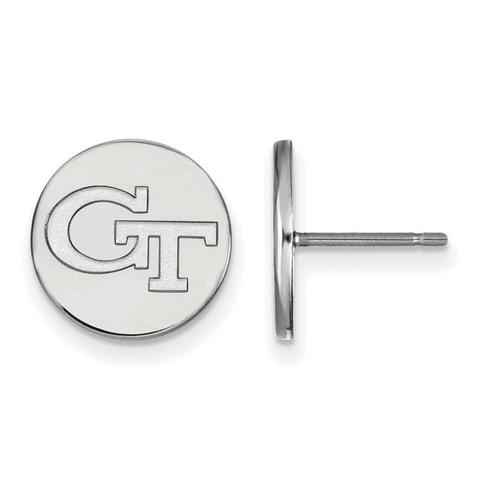 Sterling Silver Rhodium Plated Logoart Georgia Institute Of Technology G T Small Disc Post Earrings