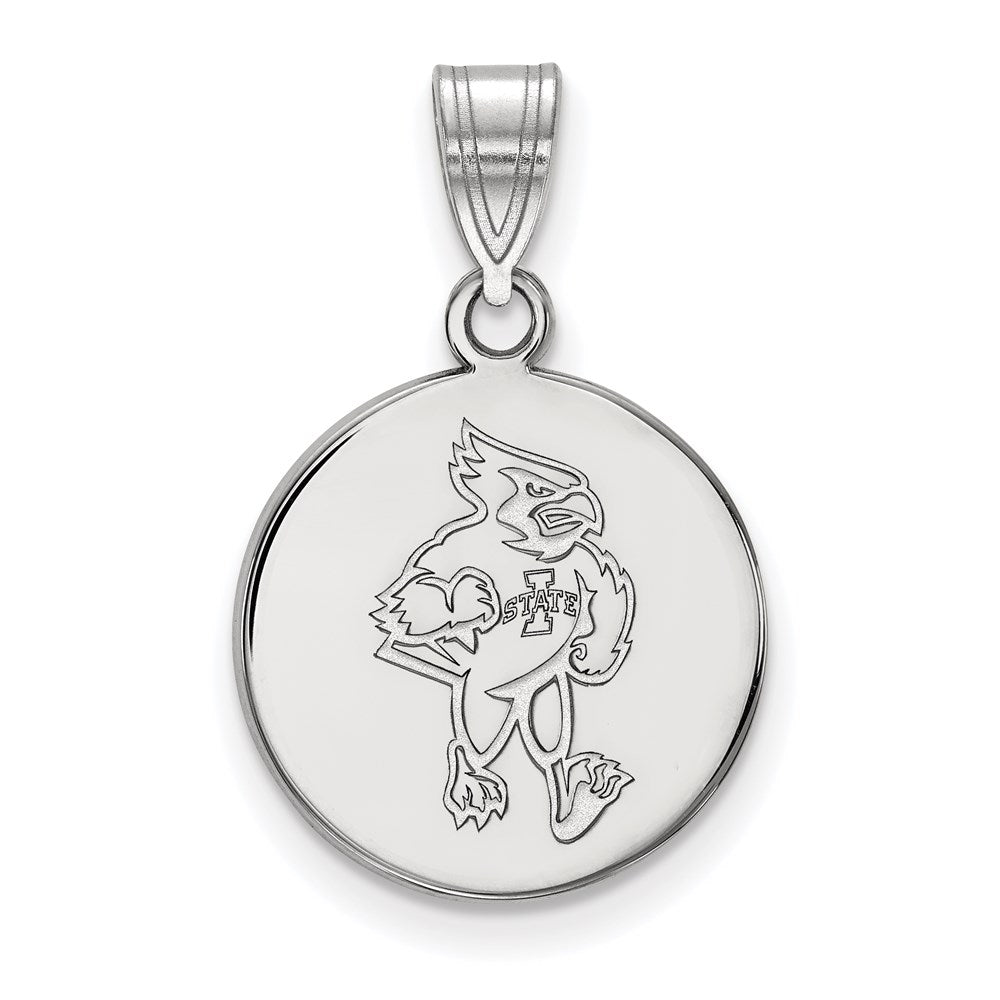 14K White Gold Logoart Iowa State University Cardinal Medium Disc Pendant