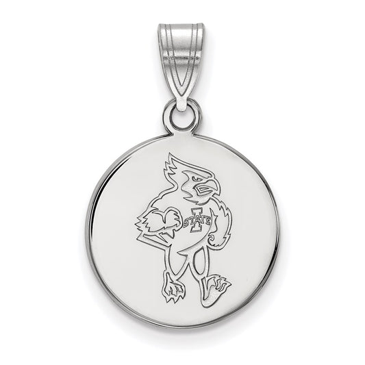 14K White Gold Logoart Iowa State University Cardinal Medium Disc Pendant