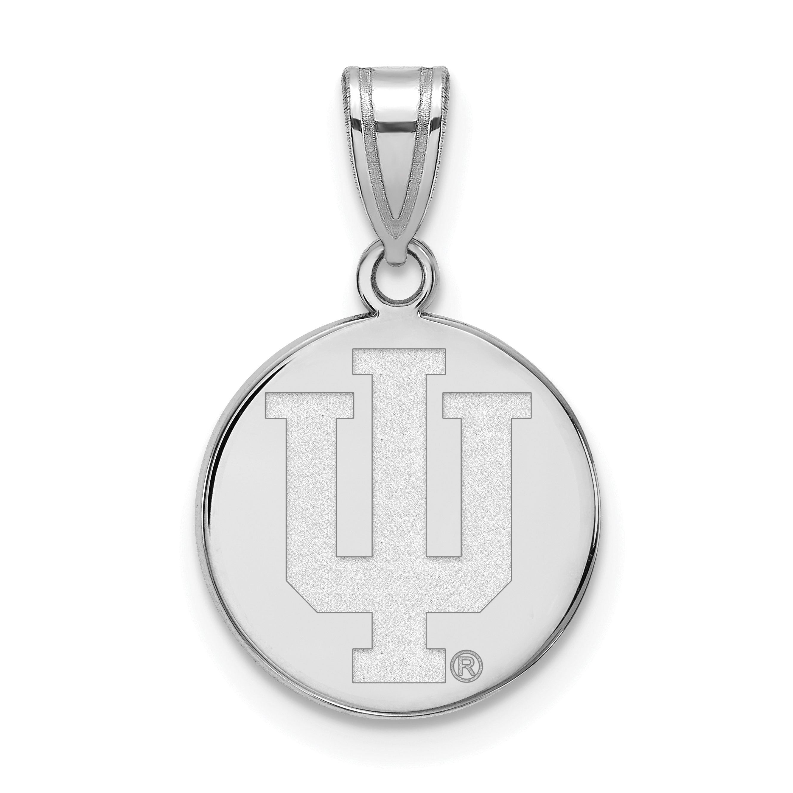Sterling Silver Rhodium Plated Logoart Indiana University I U Medium Disc Pendant