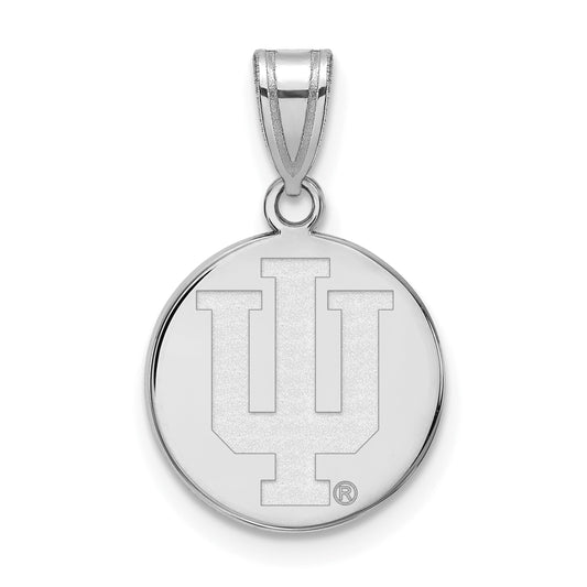 Sterling Silver Rhodium Plated Logoart Indiana University I U Medium Disc Pendant