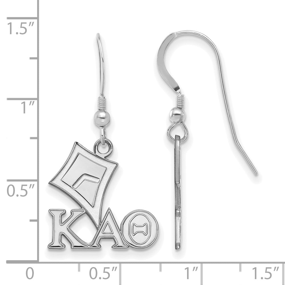 Sterling Silver Rhodium Plated Logoart Kappa Alpha Theta Sorority Symbol Small Dangle Wire Earrings