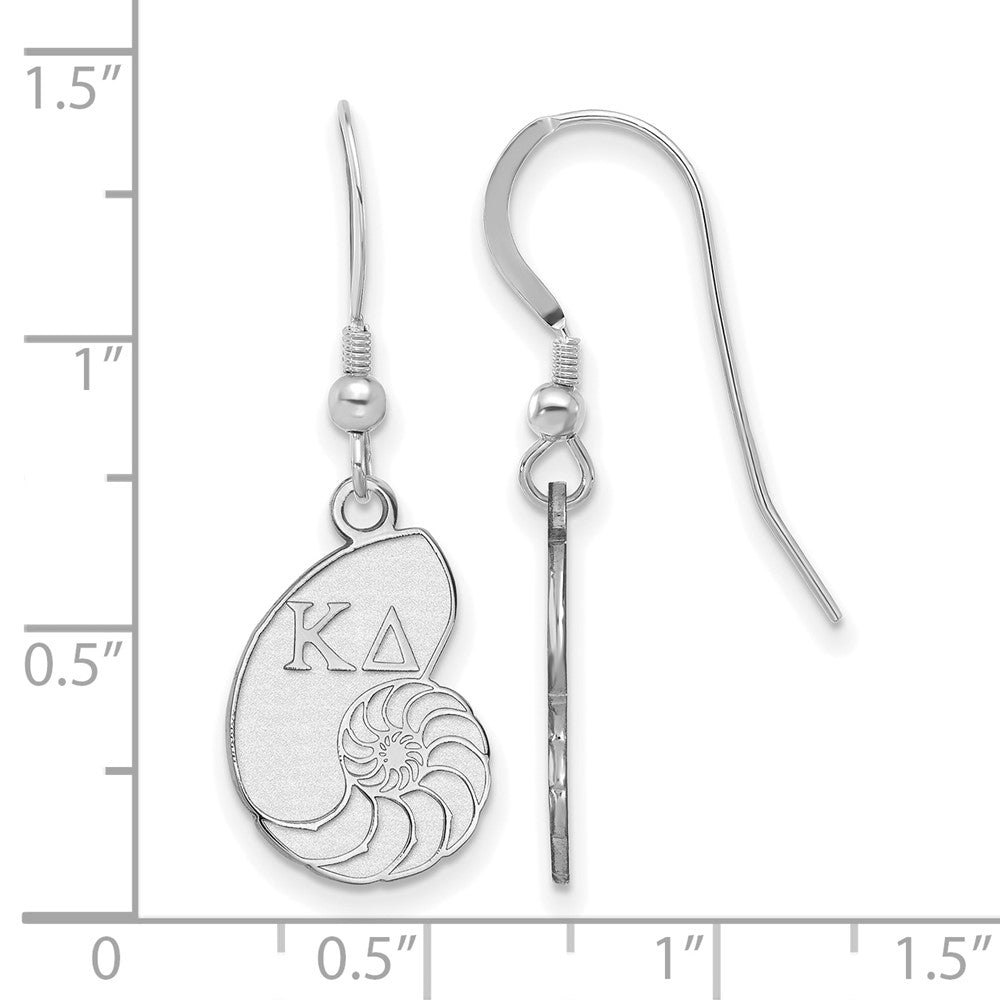 Sterling Silver Rhodium Plated Logoart Kappa Delta Sorority Symbol Small Dangle Wire Earrings