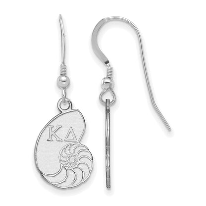 Sterling Silver Rhodium Plated Logoart Kappa Delta Sorority Symbol Small Dangle Wire Earrings