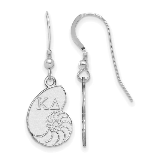 Sterling Silver Rhodium Plated Logoart Kappa Delta Sorority Symbol Small Dangle Wire Earrings