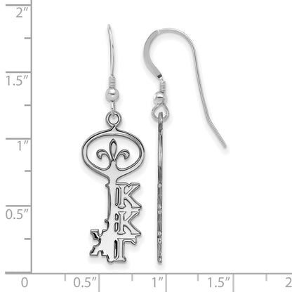 Sterling Silver Rhodium Plated Logoart Kappa Gamma Sorority Symbol Small Dangle Wire Earrings