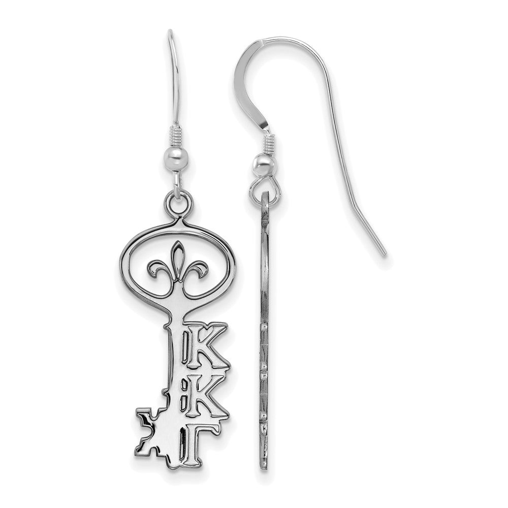 Sterling Silver Rhodium Plated Logoart Kappa Gamma Sorority Symbol Small Dangle Wire Earrings