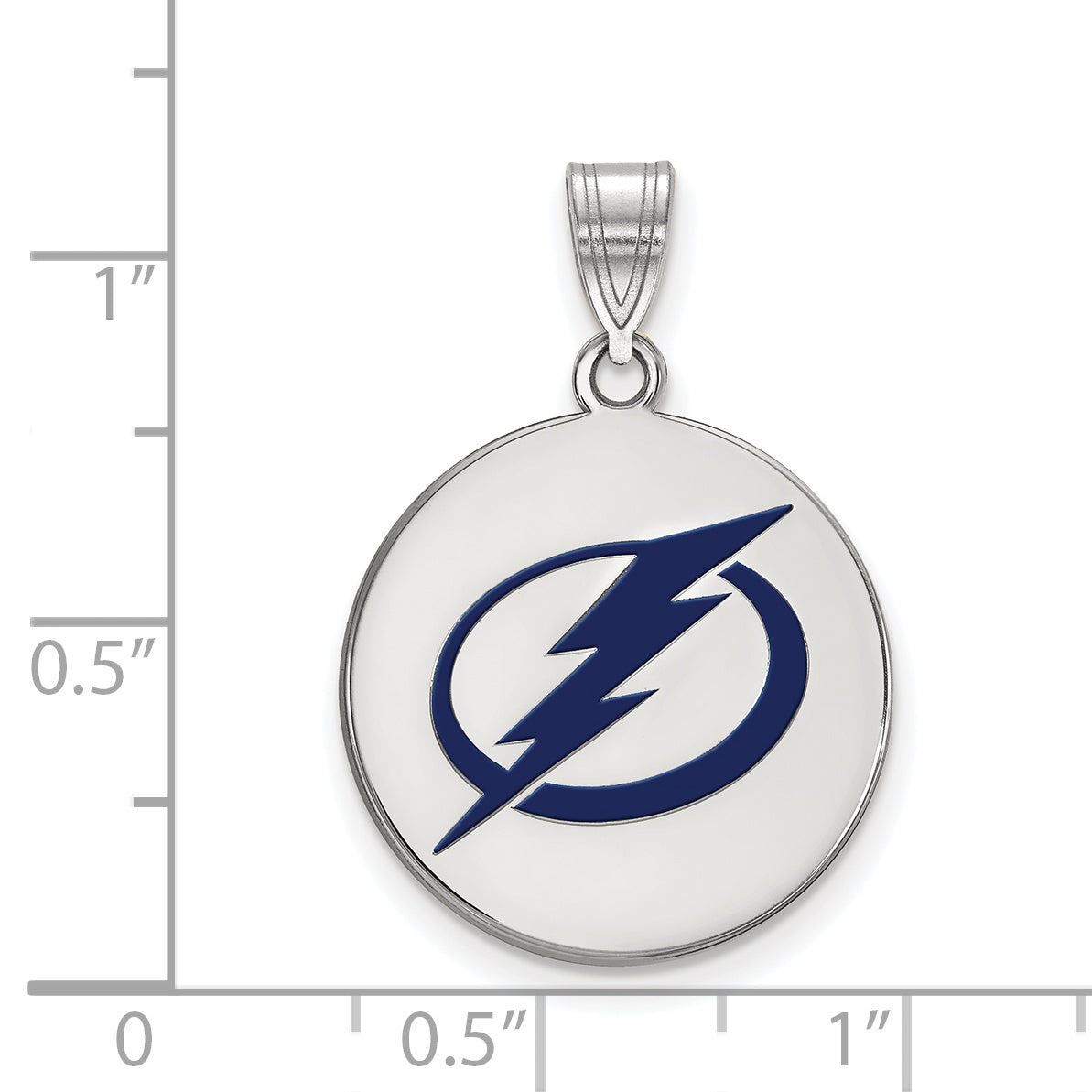 Sterling Silver Rhodium Plated Nhl Logoart Tampa Bay Lightning Large Enameled Disc Pendant
