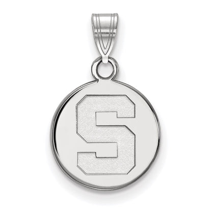 10K White Gold Logoart Michigan State University Letter S Small Disc Pendant