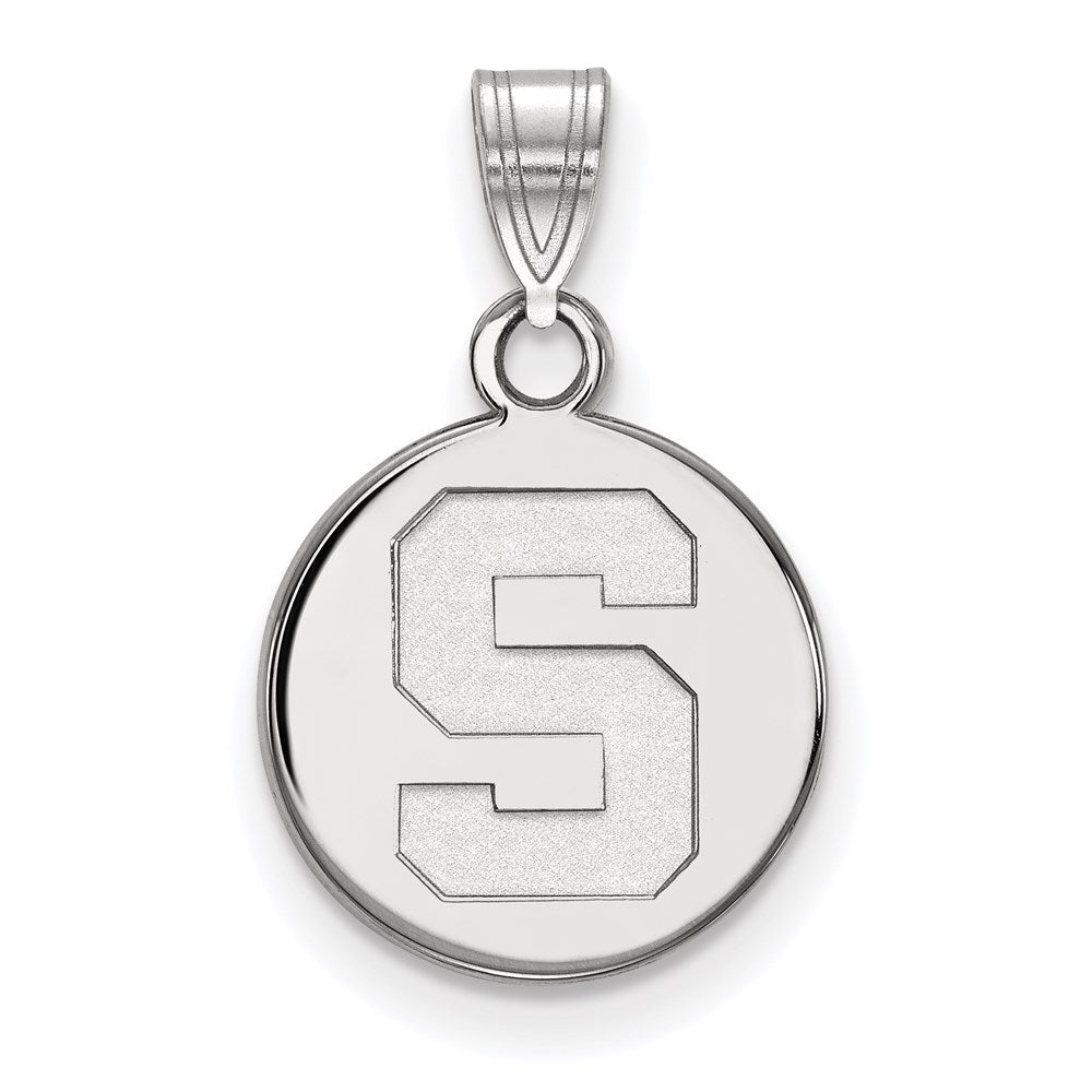 Sterling Silver Rhodium Plated Logoart Michigan State University Letter S Small Disc Pendant