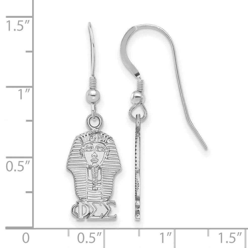 Sterling Silver Rhodium Plated Logoart Phi Sigma Sorority Symbol Small Dangle Wire Earrings