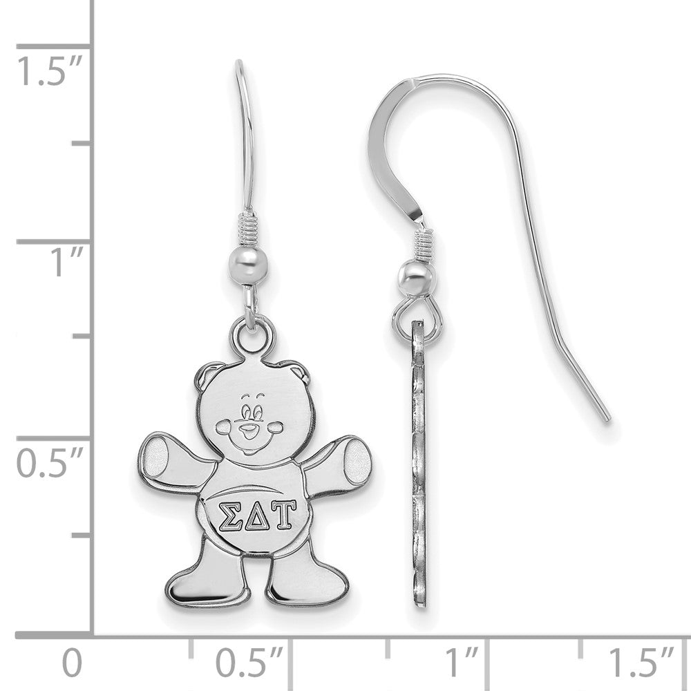 Sterling Silver Rhodium Plated Logoart Sigma Delta Tau Sorority Symbol Small Dangle Wire Earrings