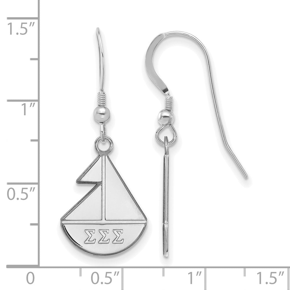 Sterling Silver Rhodium Plated Logoart Sigma Sorority Symbol Small Dangle Wire Earrings