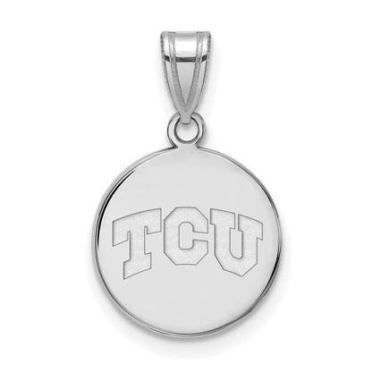 10K White Gold Logoart Texas Christian University T C U Medium Disc Pendant